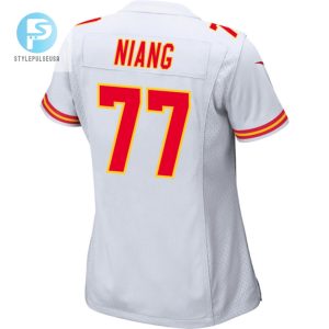 Lucas Niang 77 Kansas City Chiefs 2024 Divisional Patch Game Women Jersey White stylepulseusa 1 2