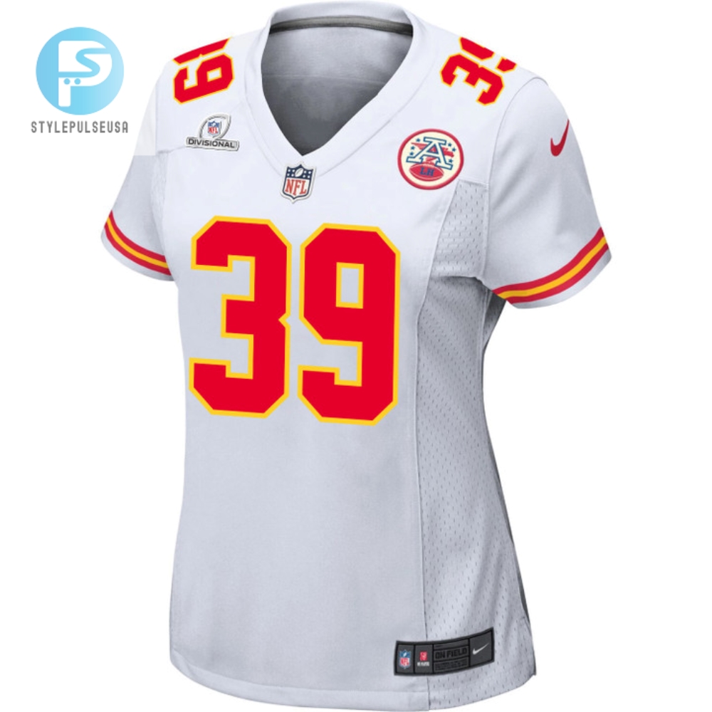 Keith Taylor 39 Kansas City Chiefs 2024 Divisional Patch Game Women Jersey  White 