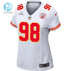 Tershawn Wharton 98 Kansas City Chiefs 2024 Divisional Patch Game Women Jersey White stylepulseusa 1 1