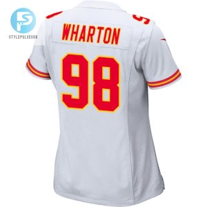 Tershawn Wharton 98 Kansas City Chiefs 2024 Divisional Patch Game Women Jersey White stylepulseusa 1 2