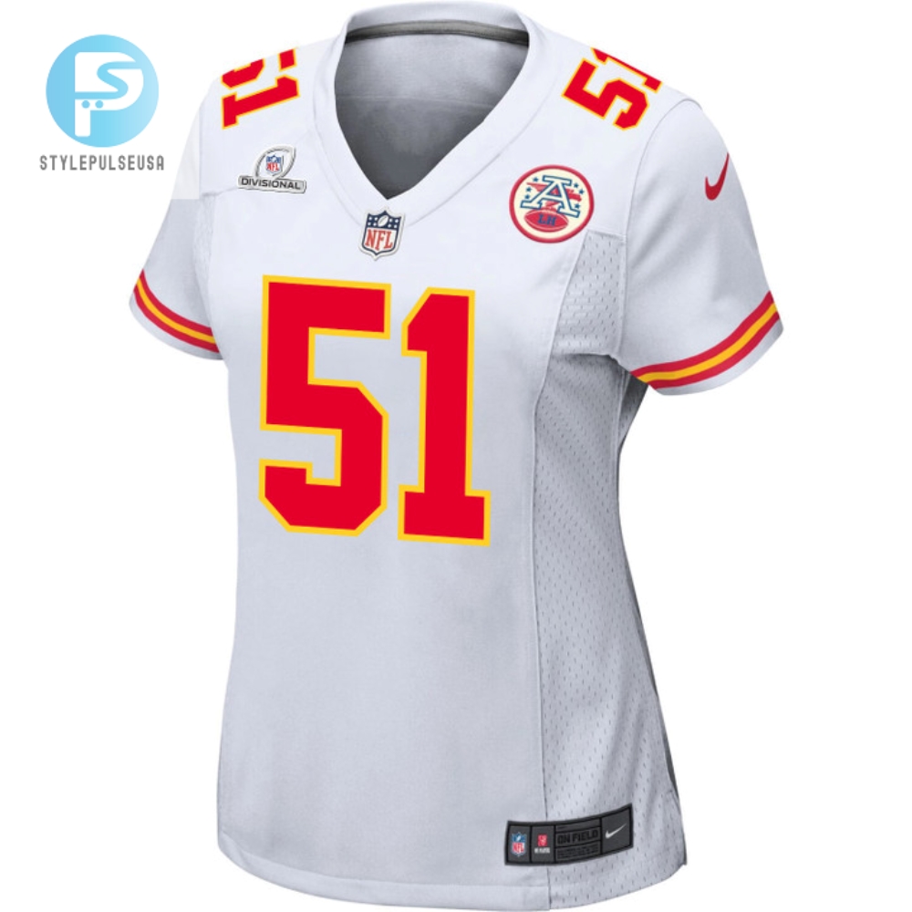 Mike Danna 51 Kansas City Chiefs 2024 Divisional Patch Game Women Jersey  White 