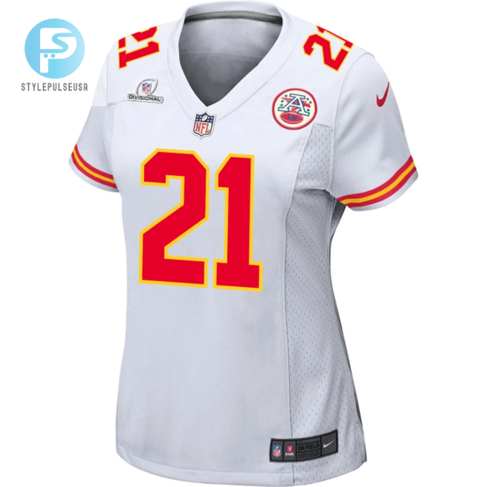 Mike Edwards 21 Kansas City Chiefs 2024 Divisional Patch Game Women Jersey  White 