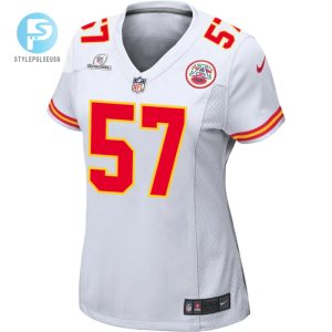 Truman Jones 57 Kansas City Chiefs 2024 Divisional Patch Game Women Jersey White stylepulseusa 1 1