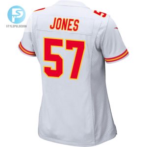 Truman Jones 57 Kansas City Chiefs 2024 Divisional Patch Game Women Jersey White stylepulseusa 1 2