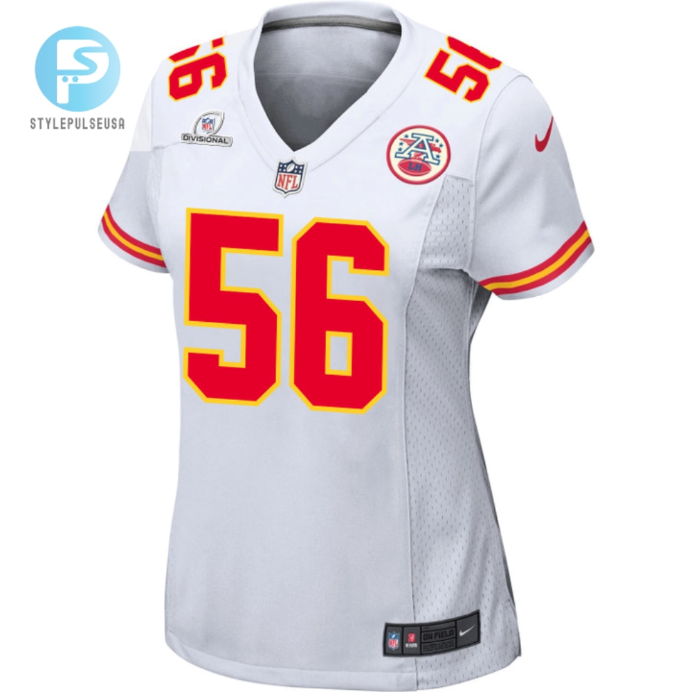 George Karlaftis 56 Kansas City Chiefs 2024 Divisional Patch Game Women Jersey  White 