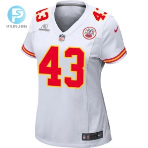 Jack Cochrane 43 Kansas City Chiefs 2024 Divisional Patch Game Women Jersey White stylepulseusa 1 1