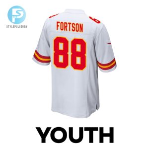 Jody Fortson 88 Kansas City Chiefs 2024 Divisional Patch Game Youth Jersey White stylepulseusa 1 2