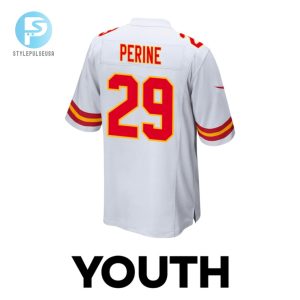 Lamical Perine 29 Kansas City Chiefs 2024 Divisional Patch Game Youth Jersey White stylepulseusa 1 2