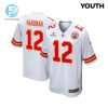 Mecole Hardman 12 Kansas City Chiefs 2024 Divisional Patch Game Youth Jersey White stylepulseusa 1