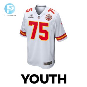 Darian Kinnard 75 Kansas City Chiefs 2024 Divisional Patch Game Youth Jersey White stylepulseusa 1 1