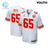 Trey Smith 65 Kansas City Chiefs 2024 Divisional Patch Game Youth Jersey White stylepulseusa 1