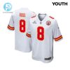 Justyn Ross 8 Kansas City Chiefs 2024 Divisional Patch Game Youth Jersey White stylepulseusa 1