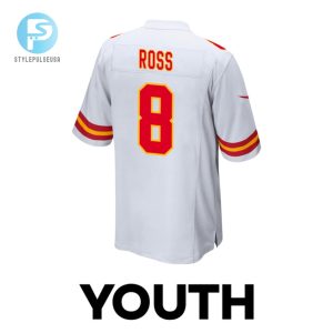 Justyn Ross 8 Kansas City Chiefs 2024 Divisional Patch Game Youth Jersey White stylepulseusa 1 2