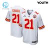 Mike Edwards 21 Kansas City Chiefs 2024 Divisional Patch Game Youth Jersey White stylepulseusa 1