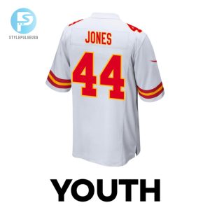 Cam Jones 44 Kansas City Chiefs 2024 Divisional Patch Game Youth Jersey White stylepulseusa 1 2