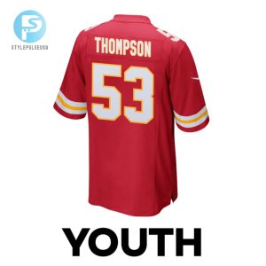 Bj Thompson 53 Kansas City Chiefs 2024 Divisional Patch Game Youth Jersey Red stylepulseusa 1 2