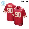 Charles Omenihu 90 Kansas City Chiefs 2024 Divisional Patch Game Youth Jersey Red stylepulseusa 1