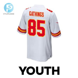 Izaiah Gathings 85 Kansas City Chiefs 2024 Divisional Patch Game Youth Jersey White stylepulseusa 1 2