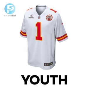 Jerick Mckinnon 1 Kansas City Chiefs 2024 Divisional Patch Game Youth Jersey White stylepulseusa 1 1