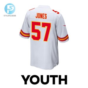 Truman Jones 57 Kansas City Chiefs 2024 Divisional Patch Game Youth Jersey White stylepulseusa 1 2