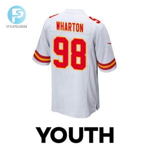 Tershawn Wharton 98 Kansas City Chiefs 2024 Divisional Patch Game Youth Jersey White stylepulseusa 1 2