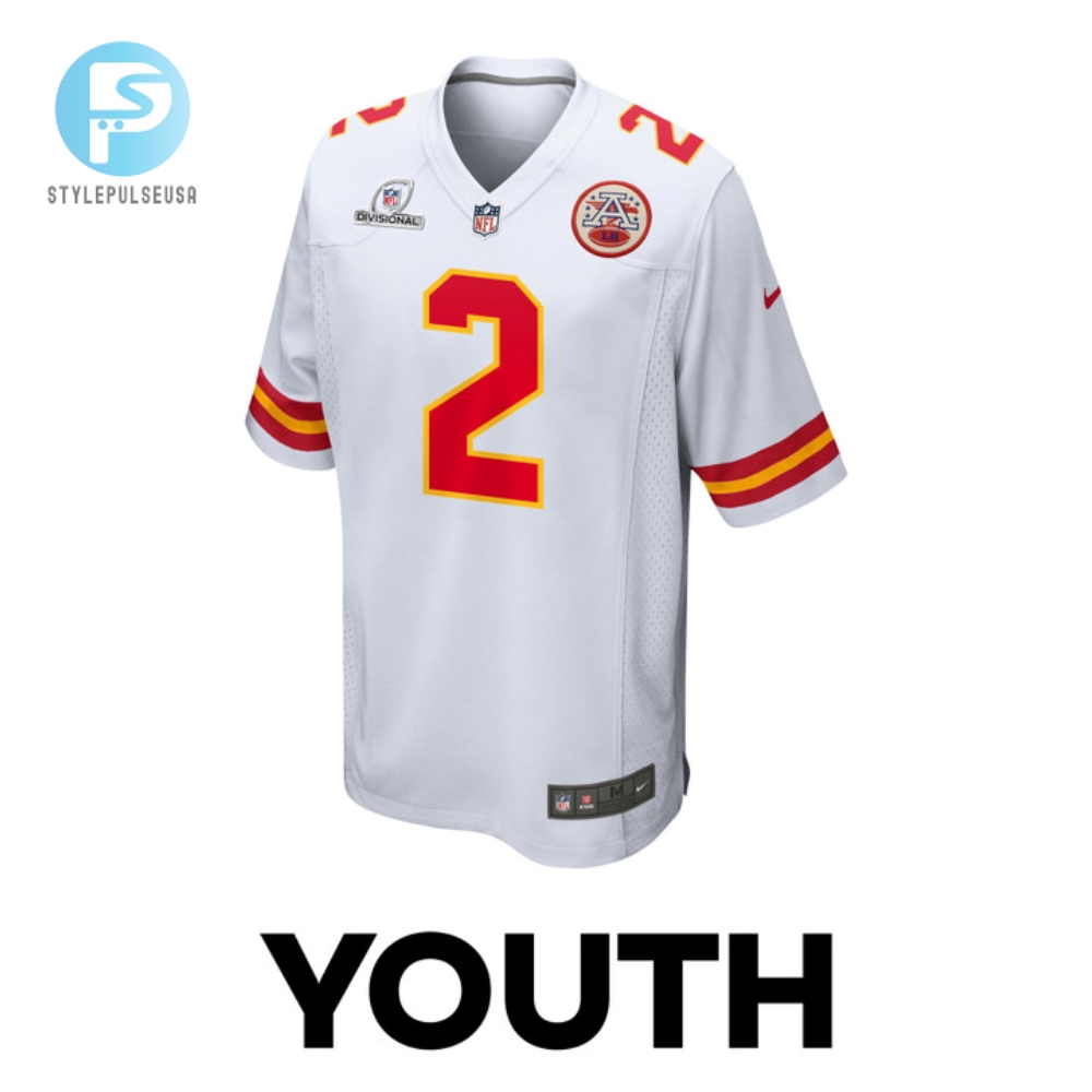 Joshua Williams 2 Kansas City Chiefs 2024 Divisional Patch Game Youth Jersey  White 