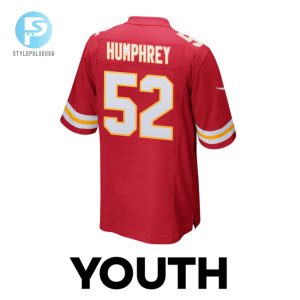 Creed Humphrey 52 Kansas City Chiefs 2024 Divisional Patch Game Youth Jersey Red stylepulseusa 1 2