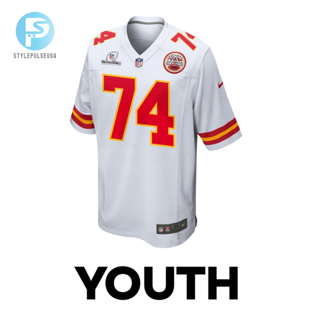 Jawaan Taylor 74 Kansas City Chiefs 2024 Divisional Patch Game Youth Jersey  White 