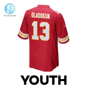 Chris Oladokun 13 Kansas City Chiefs 2024 Divisional Patch Game Youth Jersey Red stylepulseusa 1 2