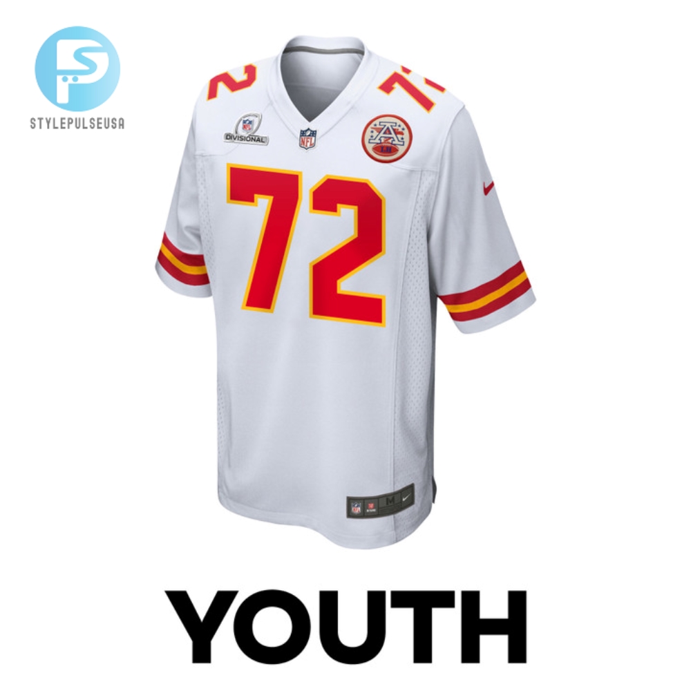 Chukwuebuka Godrick 72 Kansas City Chiefs 2024 Divisional Patch Game Youth Jersey  White 