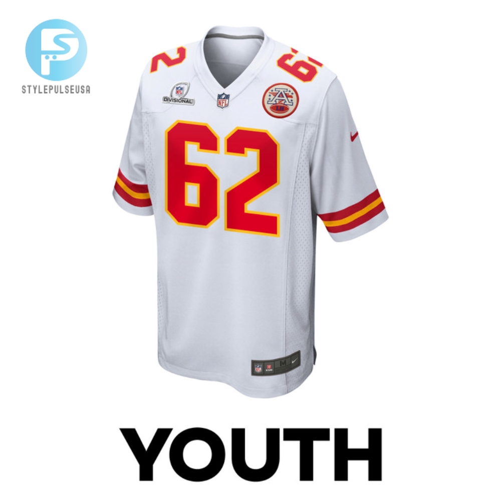 Joe Thuney 62 Kansas City Chiefs 2024 Divisional Patch Game Youth Jersey  White 