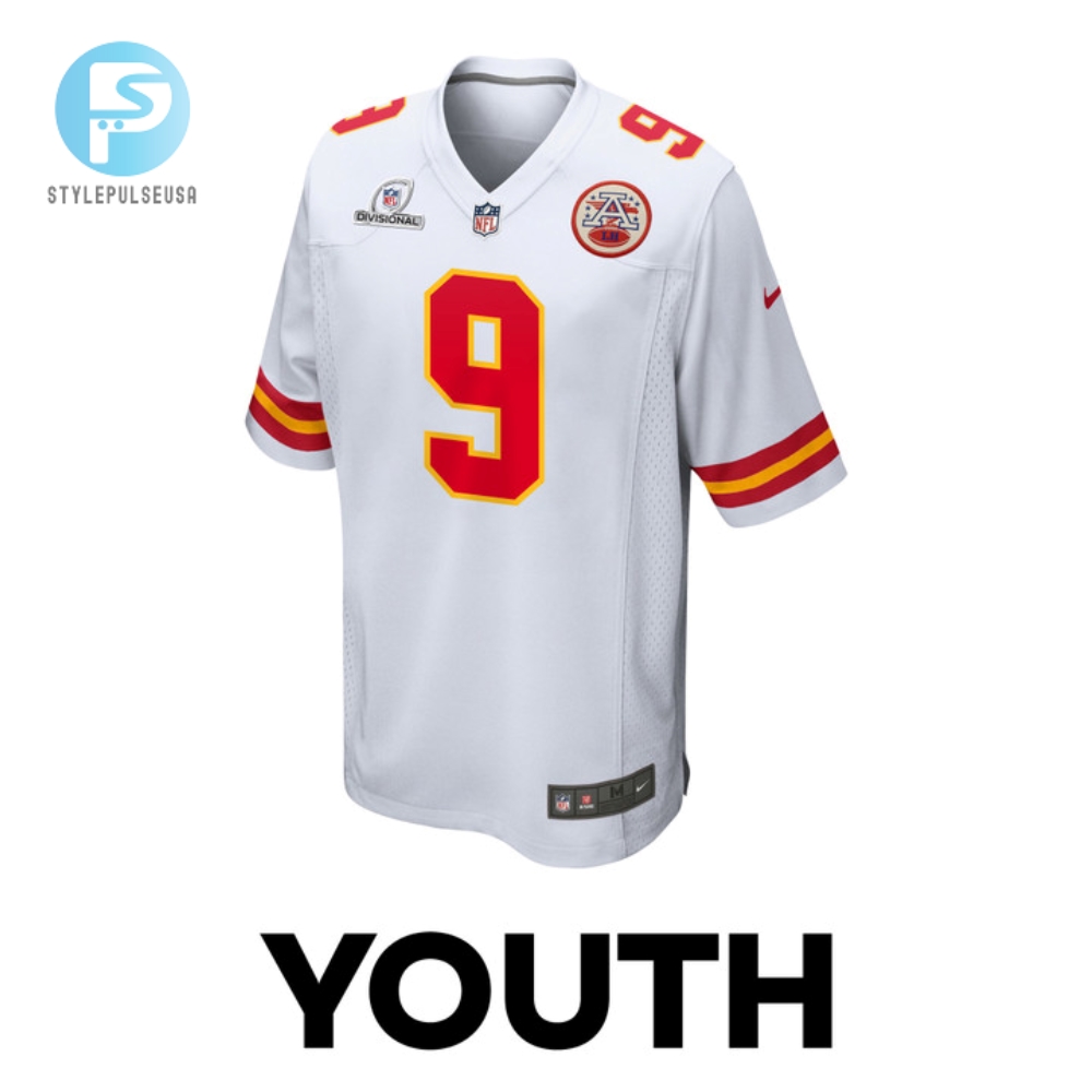 Blaine Gabbert 9 Kansas City Chiefs 2024 Divisional Patch Game Youth Jersey  White 