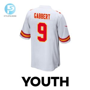 Blaine Gabbert 9 Kansas City Chiefs 2024 Divisional Patch Game Youth Jersey White stylepulseusa 1 2