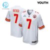 Harrison Butker 7 Kansas City Chiefs 2024 Divisional Patch Game Youth Jersey White stylepulseusa 1