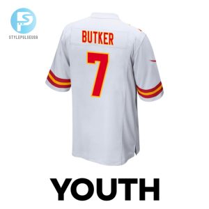 Harrison Butker 7 Kansas City Chiefs 2024 Divisional Patch Game Youth Jersey White stylepulseusa 1 2