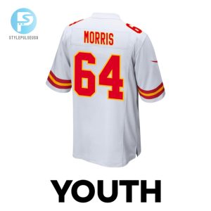 Wanya Morris 64 Kansas City Chiefs 2024 Divisional Patch Game Youth Jersey White stylepulseusa 1 2