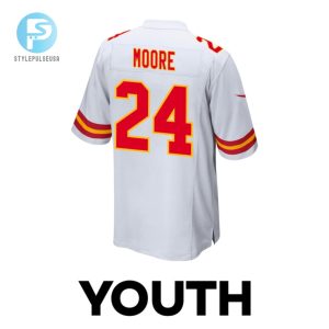 Skyy Moore 24 Kansas City Chiefs 2024 Divisional Patch Game Youth Jersey White stylepulseusa 1 2