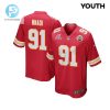 Derrick Nnadi 91 Kansas City Chiefs 2024 Divisional Patch Game Youth Jersey Red stylepulseusa 1