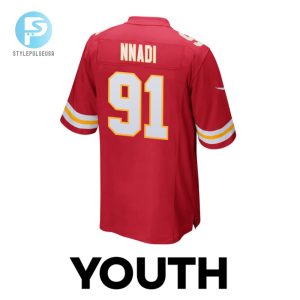 Derrick Nnadi 91 Kansas City Chiefs 2024 Divisional Patch Game Youth Jersey Red stylepulseusa 1 2