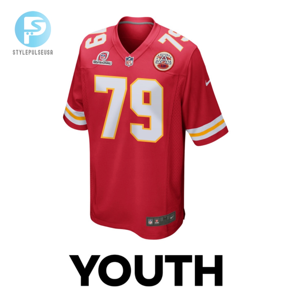 Donovan Smith 79 Kansas City Chiefs 2024 Divisional Patch Game Youth Jersey  Red 