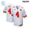 Rashee Rice 4 Kansas City Chiefs 2024 Divisional Patch Game Youth Jersey White stylepulseusa 1