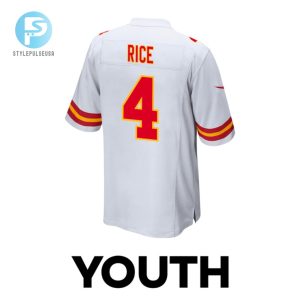 Rashee Rice 4 Kansas City Chiefs 2024 Divisional Patch Game Youth Jersey White stylepulseusa 1 2