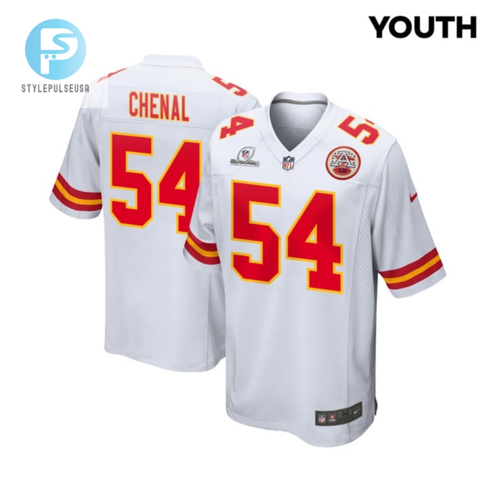 Leo Chenal 54 Kansas City Chiefs 2024 Divisional Patch Game Youth Jersey White stylepulseusa 1