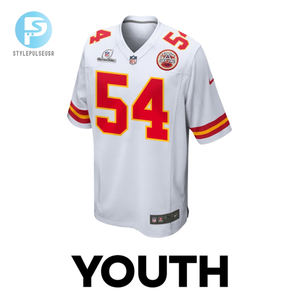 Leo Chenal 54 Kansas City Chiefs 2024 Divisional Patch Game Youth Jersey  White 