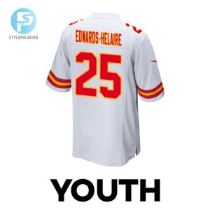 Clyde Edwardshelaire 25 Kansas City Chiefs 2024 Divisional Patch Game Youth Jersey White stylepulseusa 1 2