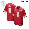 Justyn Ross 8 Kansas City Chiefs 2024 Divisional Patch Game Youth Jersey Red stylepulseusa 1