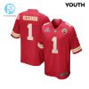 Jerick Mckinnon 1 Kansas City Chiefs 2024 Divisional Patch Game Youth Jersey Red stylepulseusa 1