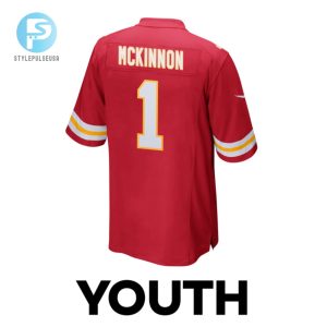 Jerick Mckinnon 1 Kansas City Chiefs 2024 Divisional Patch Game Youth Jersey Red stylepulseusa 1 2