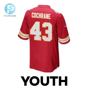 Jack Cochrane 43 Kansas City Chiefs 2024 Divisional Patch Game Youth Jersey Red stylepulseusa 1 2