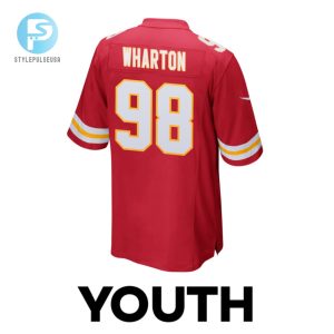 Tershawn Wharton 98 Kansas City Chiefs 2024 Divisional Patch Game Youth Jersey Red stylepulseusa 1 2